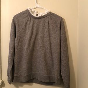 JCrew ruffle collar gray sweat shirt size large